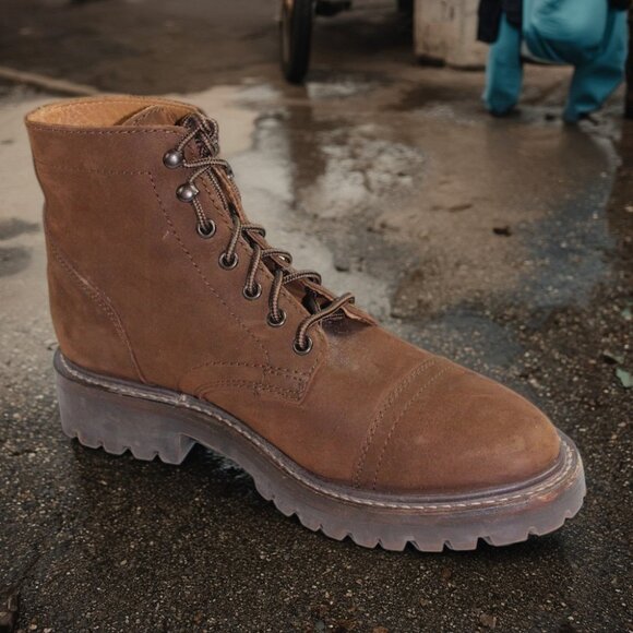 Thursday Boot Company Shoes - Thursday Boot Company Captain Nubuck Tan Matte Lace-Up Leather Boot, Size 9.5